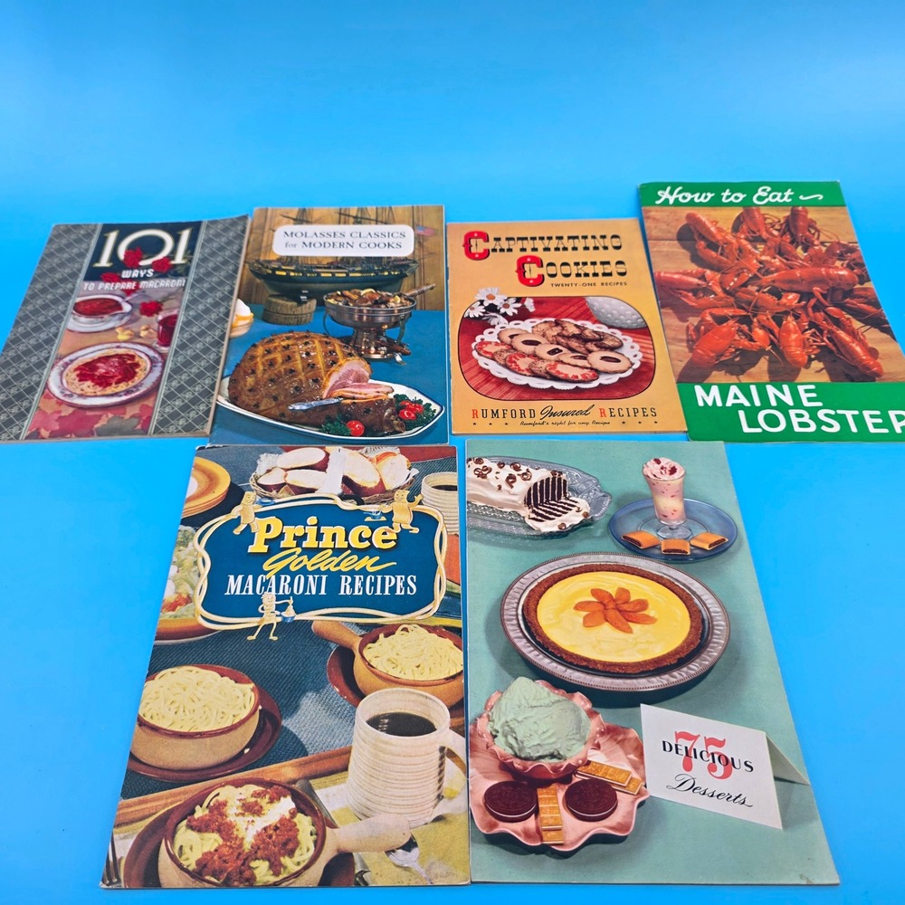 Vintage 1960s Cookbooks Lot 6pc Prince Macaroni Molasses Maine Lobster 1962